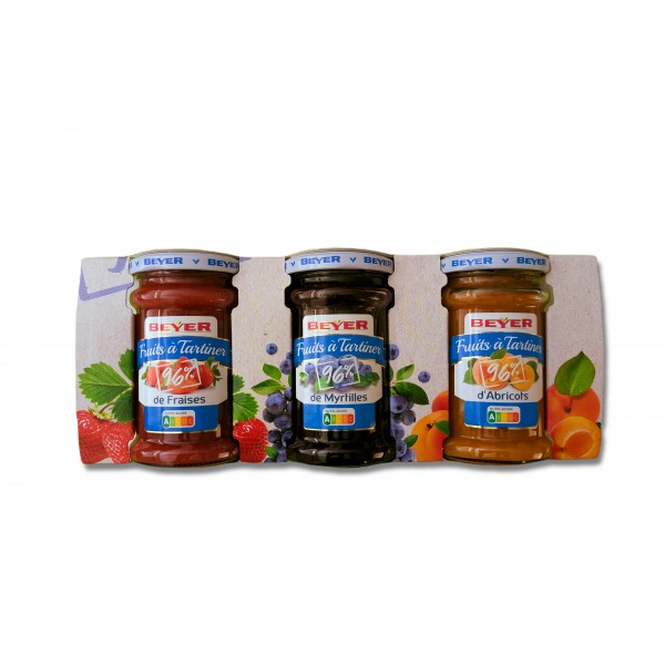 Beyer Jam assortiment 3-pack 96% fruit , aardbei, bosbes, abrikoos, samenwerking met CEED instituut diabetes, ook geschikt voor het keto dieet, Kadoverpakking, suiker arm Beyer Jam assortiment 3-pack 96% fruit , aardbei, bosbes, abrikoos, samenwerking met CEED instituut diabetes, ook geschikt voor het keto dieet, Kadoverpakking, suiker arm